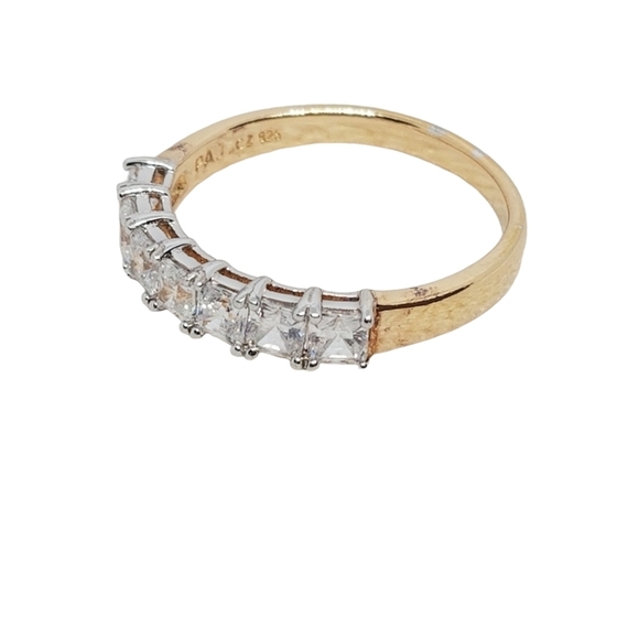 PAJ 925 GOLD OVER STERLING SILVER & CZ LADIES RING - Picture 5 of 7